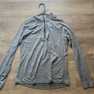 Gray Quarter-Zip Long Sleeve Top